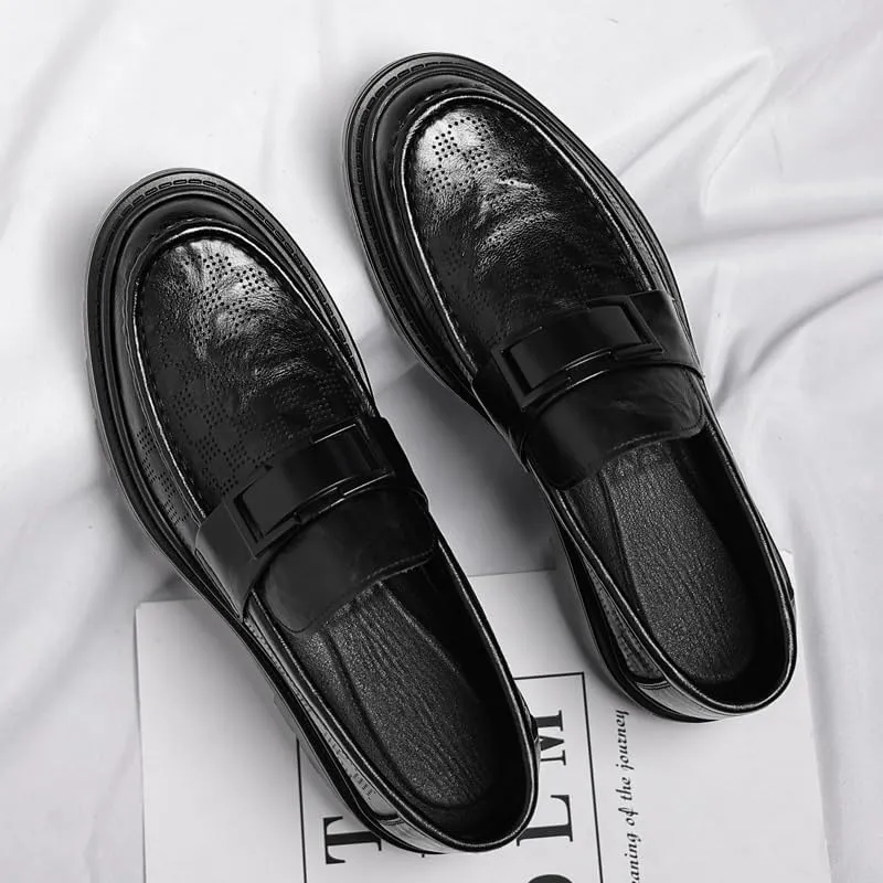 Men's Slip-On Dress Shoes Summer Leather Non-Slip Oxfords Shoes Formal Business Lace-Up Derby Shoes for Men