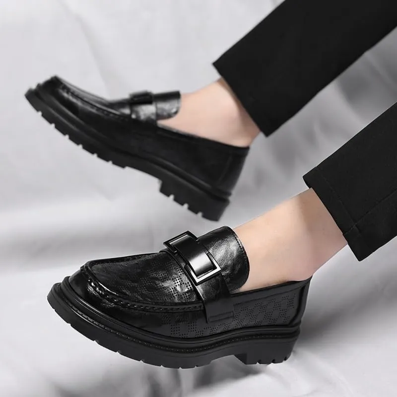 Men's Slip-On Dress Shoes Summer Leather Non-Slip Oxfords Shoes Formal Business Lace-Up Derby Shoes for Men