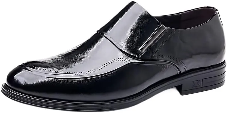 Men's Slip On Loafers Business Shoes Classic Leather Upper Men's Rubber Soft Sole Breathable Lining Shock Absorption Cushioning Shoes