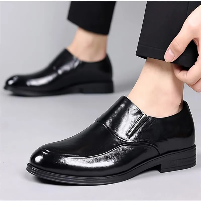 Men's Slip On Loafers Business Shoes Classic Leather Upper Men's Rubber Soft Sole Breathable Lining Shock Absorption Cushioning Shoes