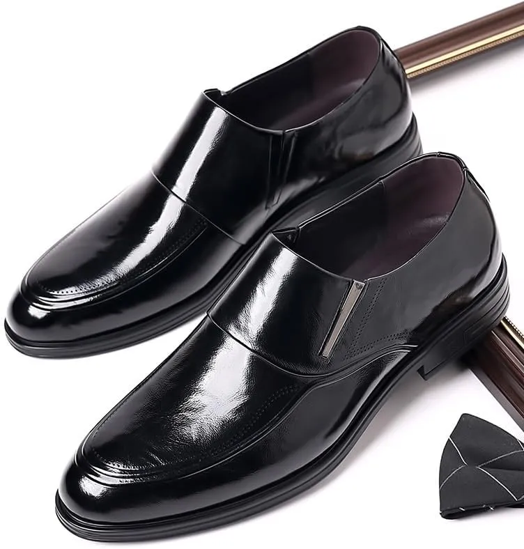 Men's Slip On Loafers Business Shoes Classic Leather Upper Men's Rubber Soft Sole Breathable Lining Shock Absorption Cushioning Shoes