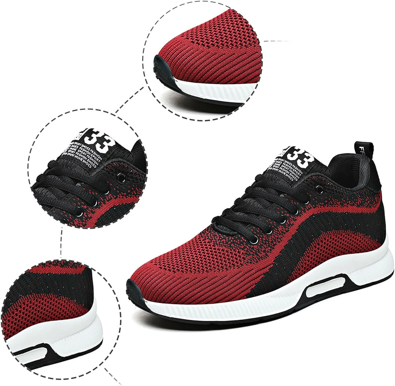 Mens Slip On Sneakers Non Slip Walking Shoes Lightweight Athletic Shoes Casual Running Shoe Increase Height 6/8/10CM