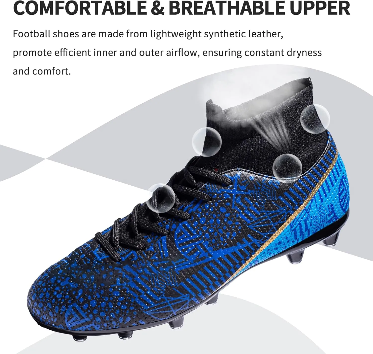 Mens Soccer Cleats Outdoor Lightweight High-Top Training Boots Ground Athletic Football Boots Soccer Shoes for Men/Women