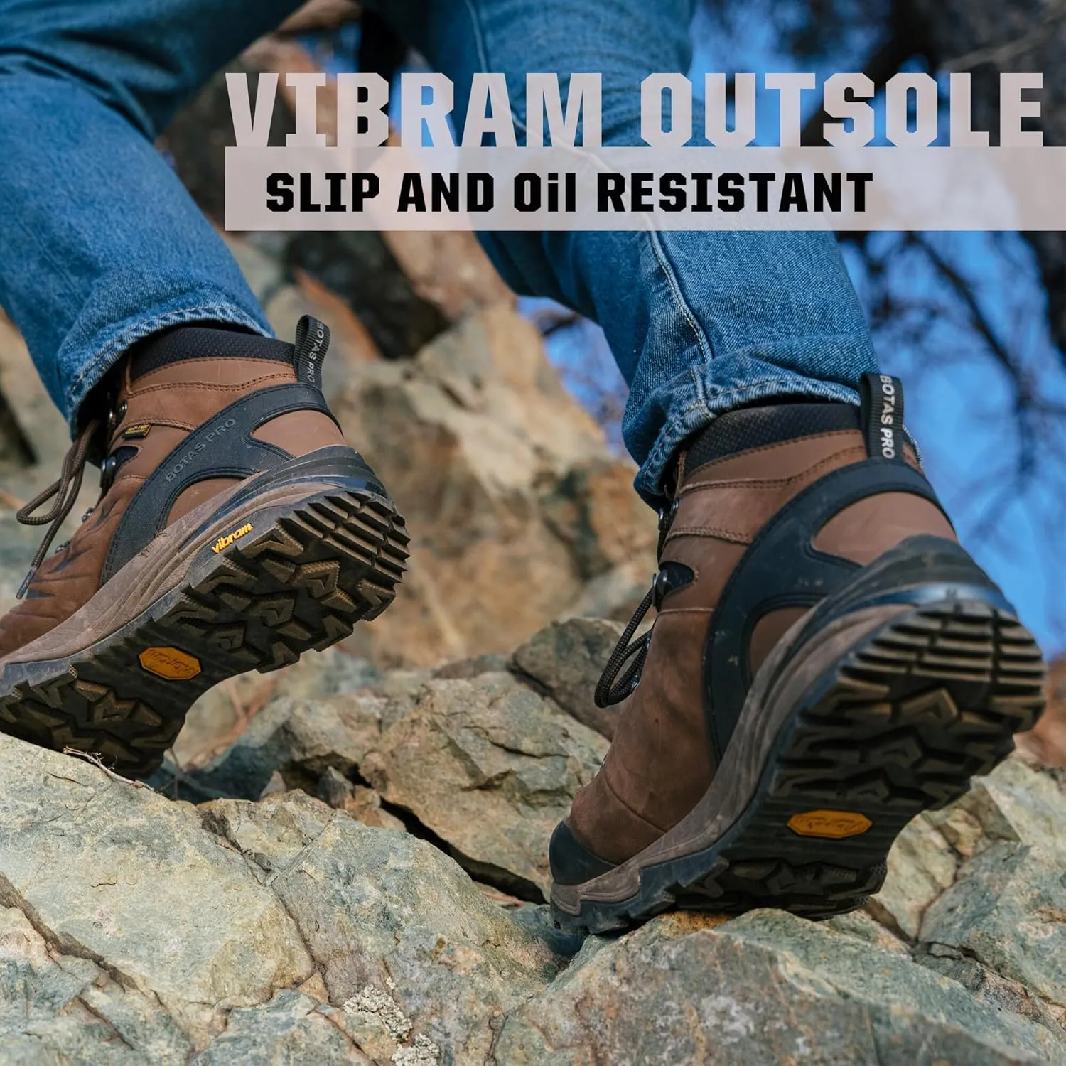 Men's Waterproof Hiking Boots, 6 Inch Slip Resistant Light Weight Outdoor Boots