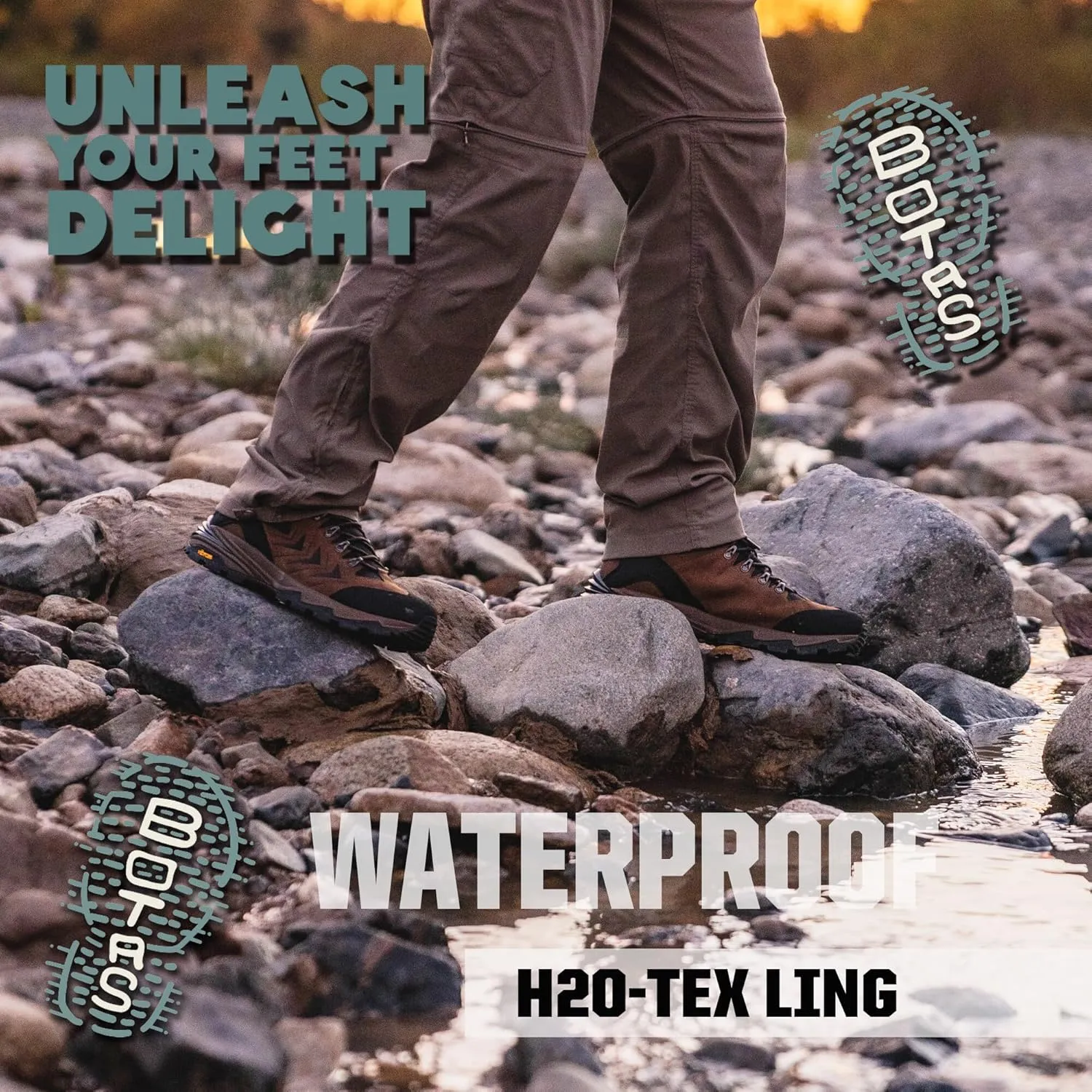 Men's Waterproof Hiking Boots, 6 Inch Slip Resistant Light Weight Outdoor Boots