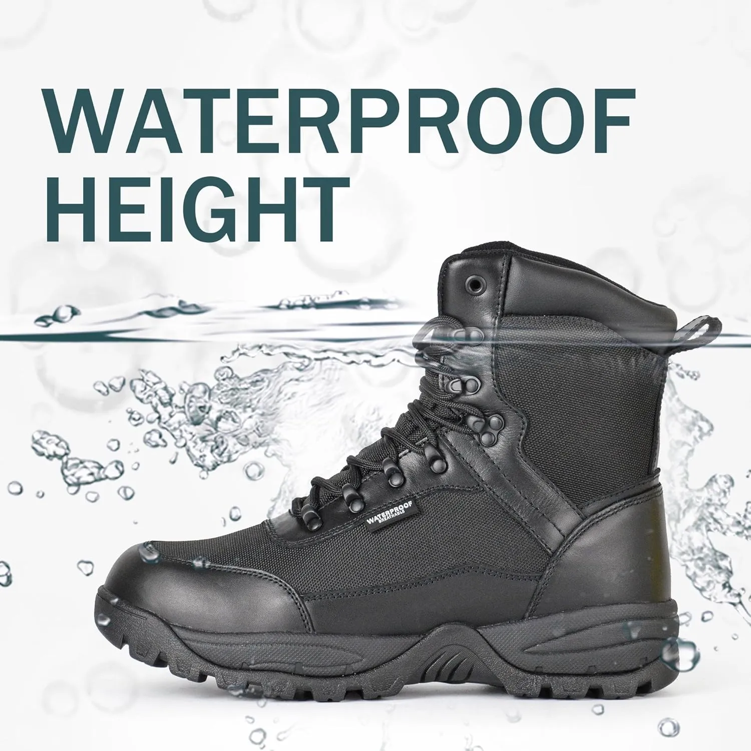 Men's Waterproof Military Tactical Boots Anti-slip Work Boot, 8" Insulated Combat Boots, 400g Thinsulate