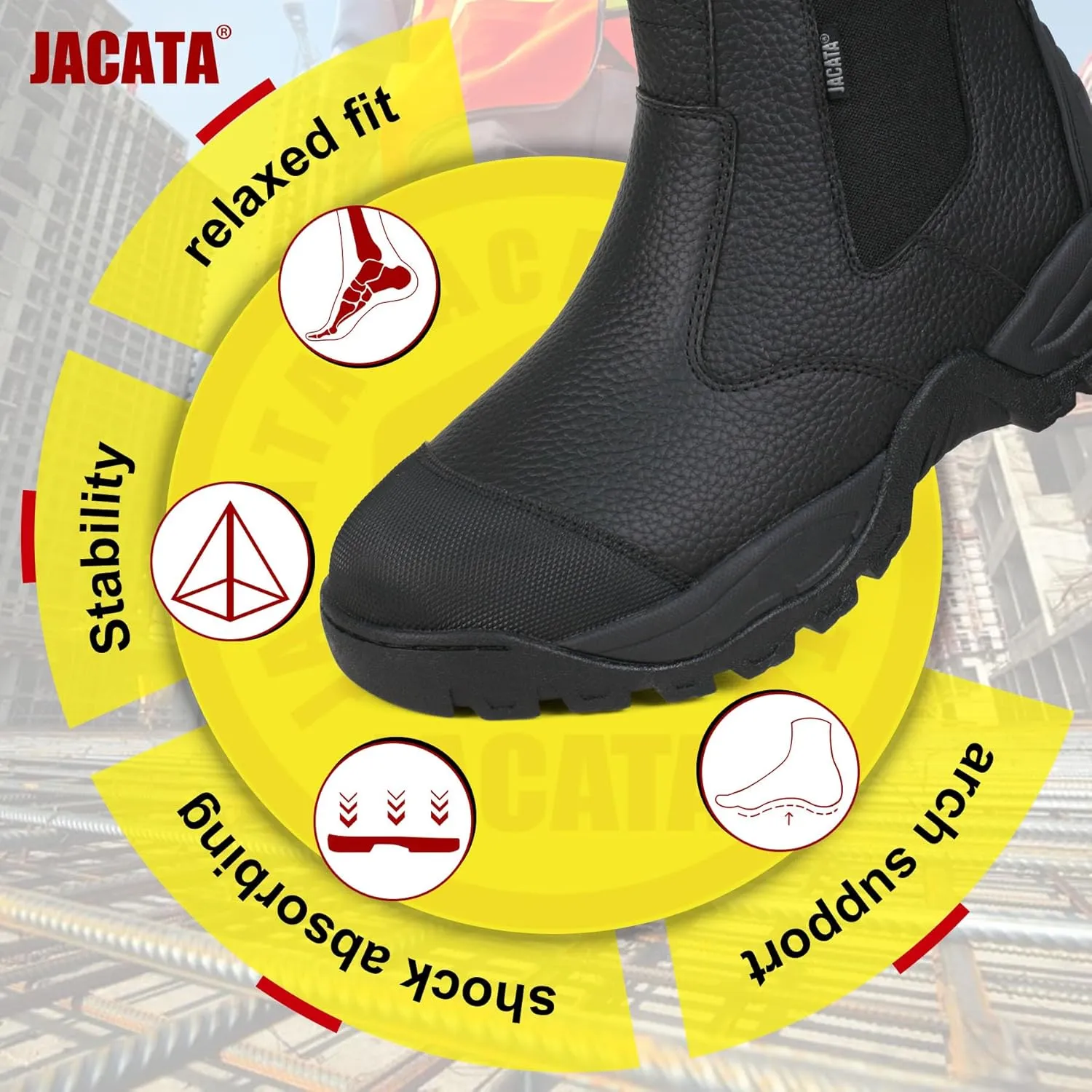 Mens Work Boots Chelsea Slip On Boot For Men Men's Industrial Construction Soft Toe Shoes Botas De Trabajo Para Hombre