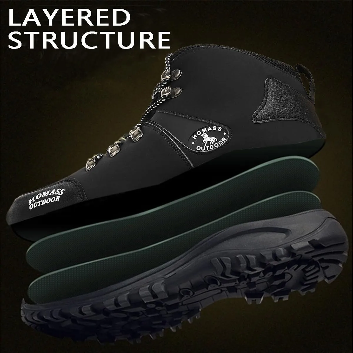 Men's work boots Waterproof Hiking Boots,thermal Leather Ankle Snow Boots for Outdoor Climbing, Trekking, Backpacking, and Trekking