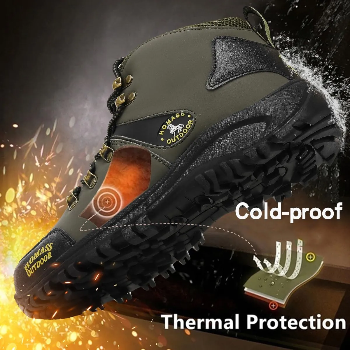 Men's work boots Waterproof Hiking Boots,thermal Leather Ankle Snow Boots for Outdoor Climbing, Trekking, Backpacking, and Trekking