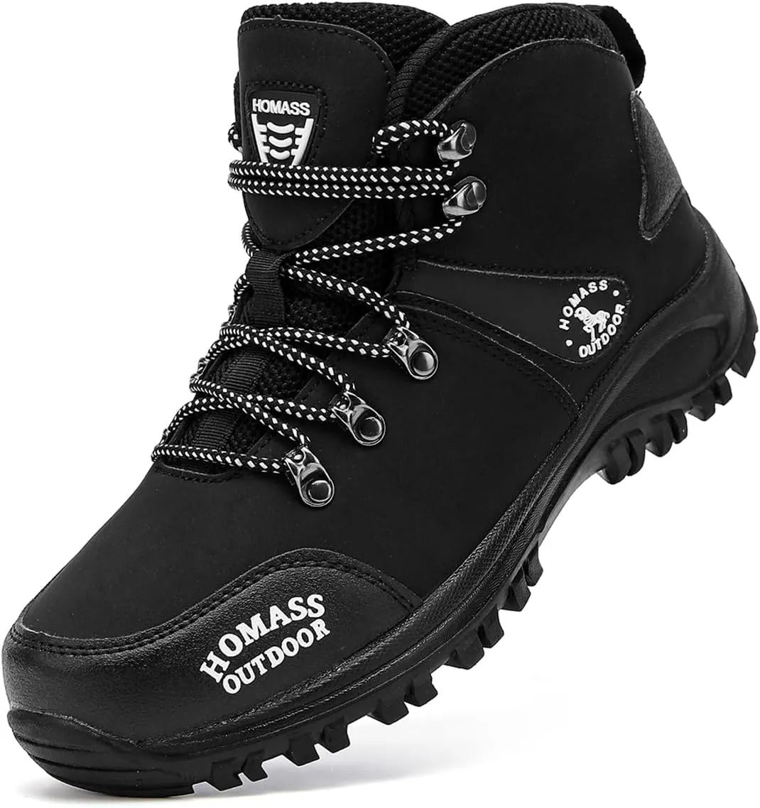 Men's work boots Waterproof Hiking Boots,thermal Leather Ankle Snow Boots for Outdoor Climbing, Trekking, Backpacking, and Trekking