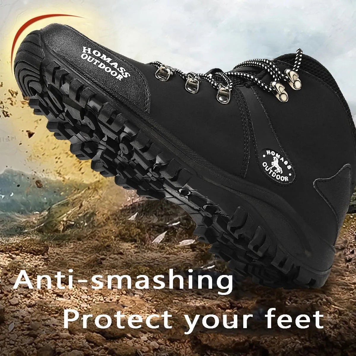 Men's work boots Waterproof Hiking Boots,thermal Leather Ankle Snow Boots for Outdoor Climbing, Trekking, Backpacking, and Trekking