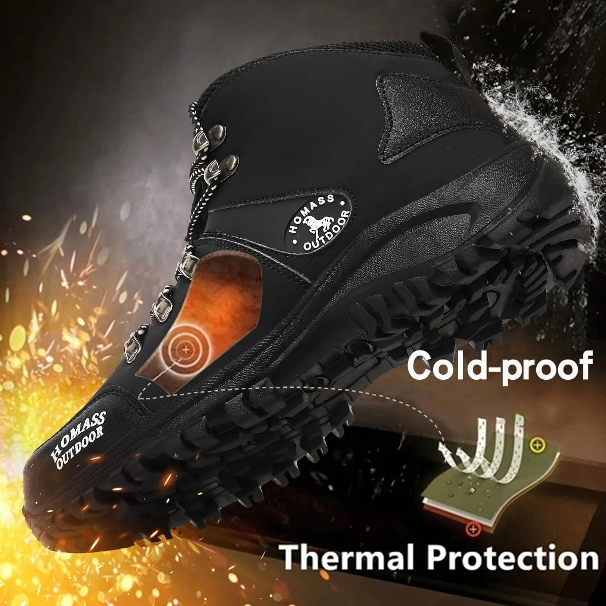 Men's work boots Waterproof Hiking Boots,thermal Leather Ankle Snow Boots for Outdoor Climbing, Trekking, Backpacking, and Trekking