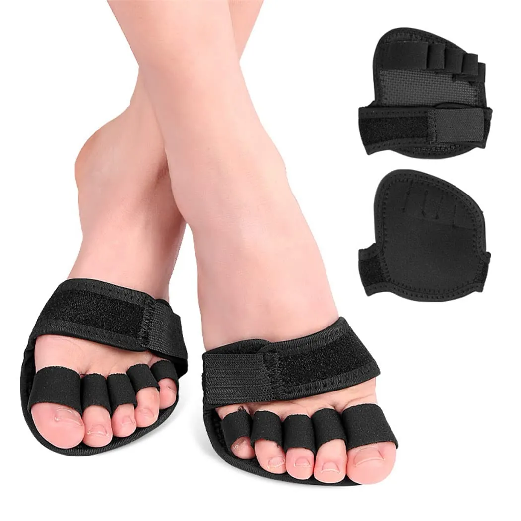 Metatarsal Foot Pads, 1 Pair Adjustable Open Five-Toes Socks Forefoot Pad Non-Slip Ball of Foot Cushions Cushioning Supports for Women Men Foot Pain Relief Overlapping Toes Hallux Valgus Corrector (L)