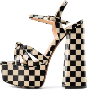 Mettesally Women's Chunky Platform Heels Heeled Sandals Open Toe Ankle Strap Sandals Summer Dress Shoes