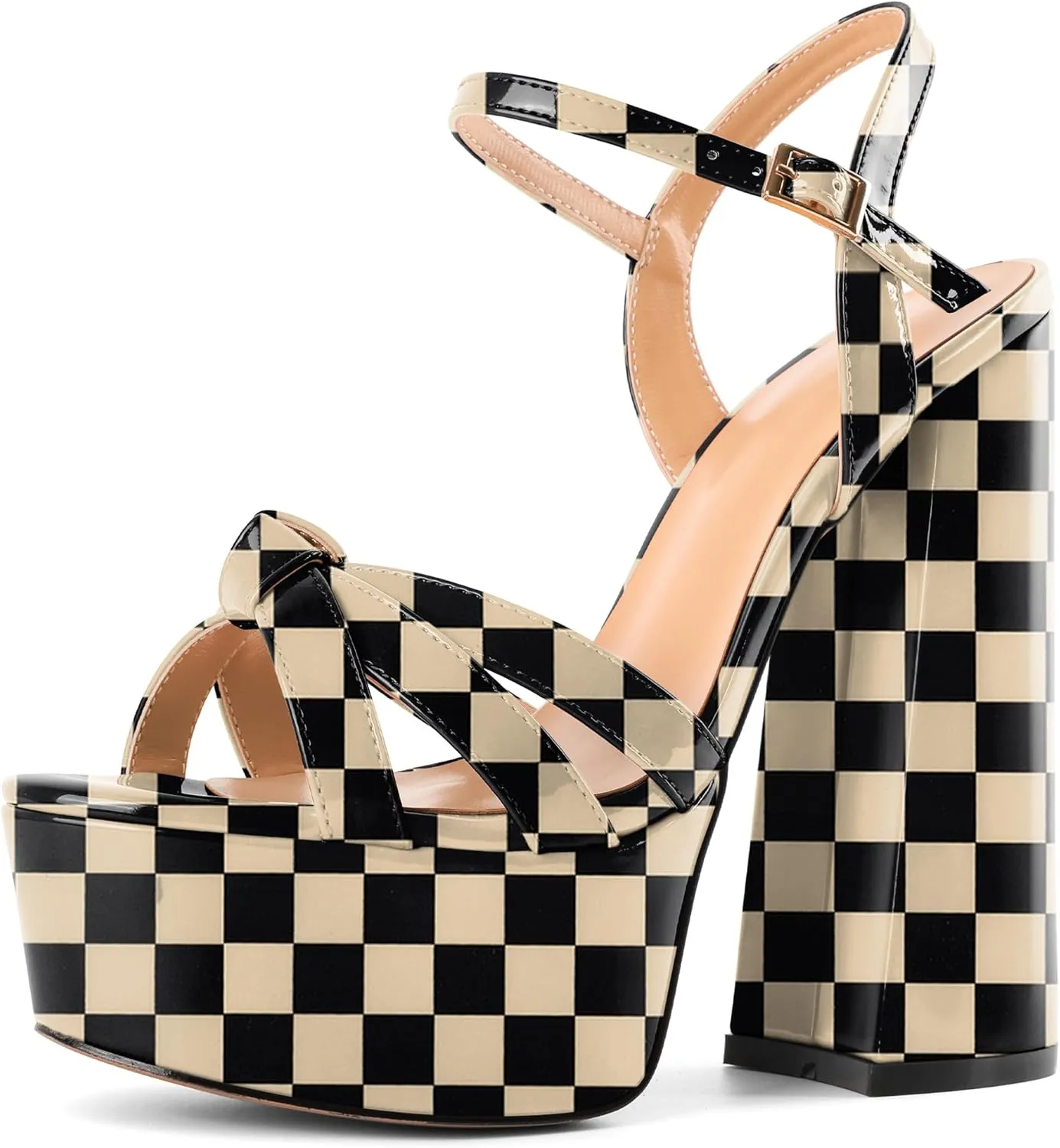 Mettesally Women's Chunky Platform Heels Heeled Sandals Open Toe Ankle Strap Sandals Summer Dress Shoes