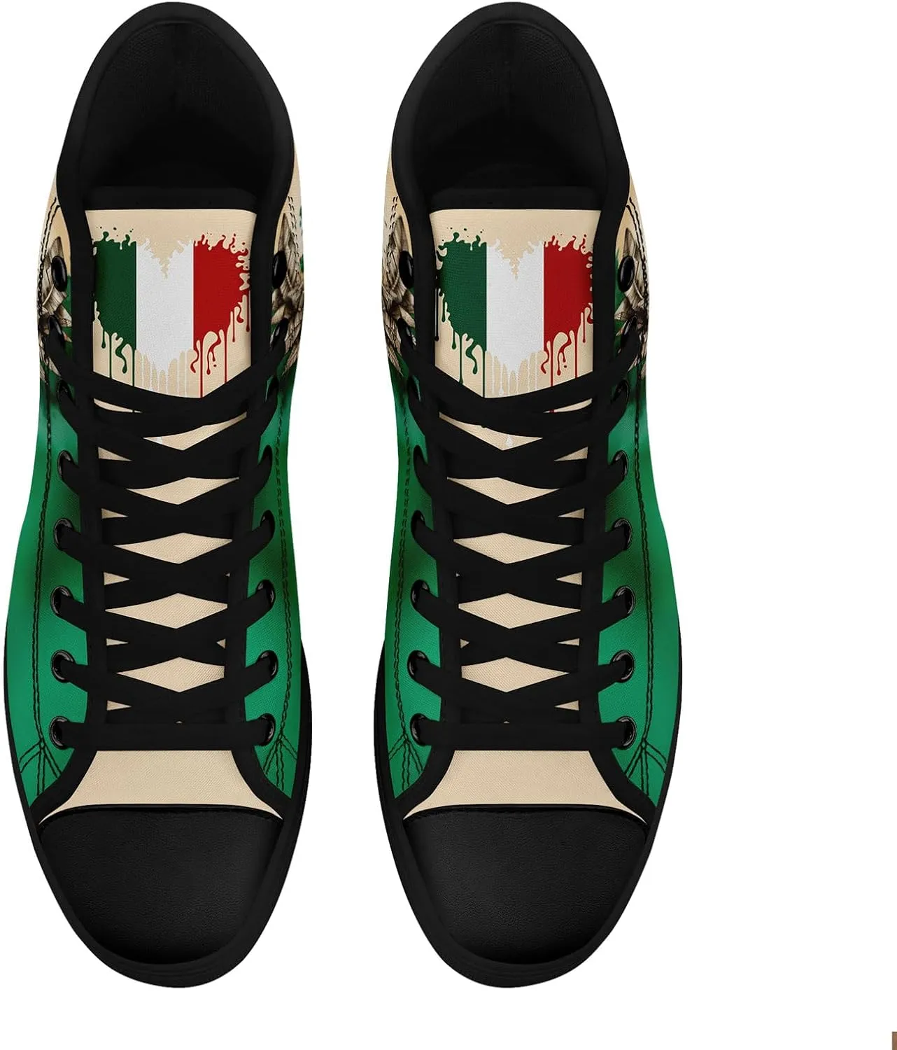 Mexico Flag High-Top Canvas Shoes for Men Women Unisex Stylish Breathable Skull Sneakers Gift Fashion Flat Footwear