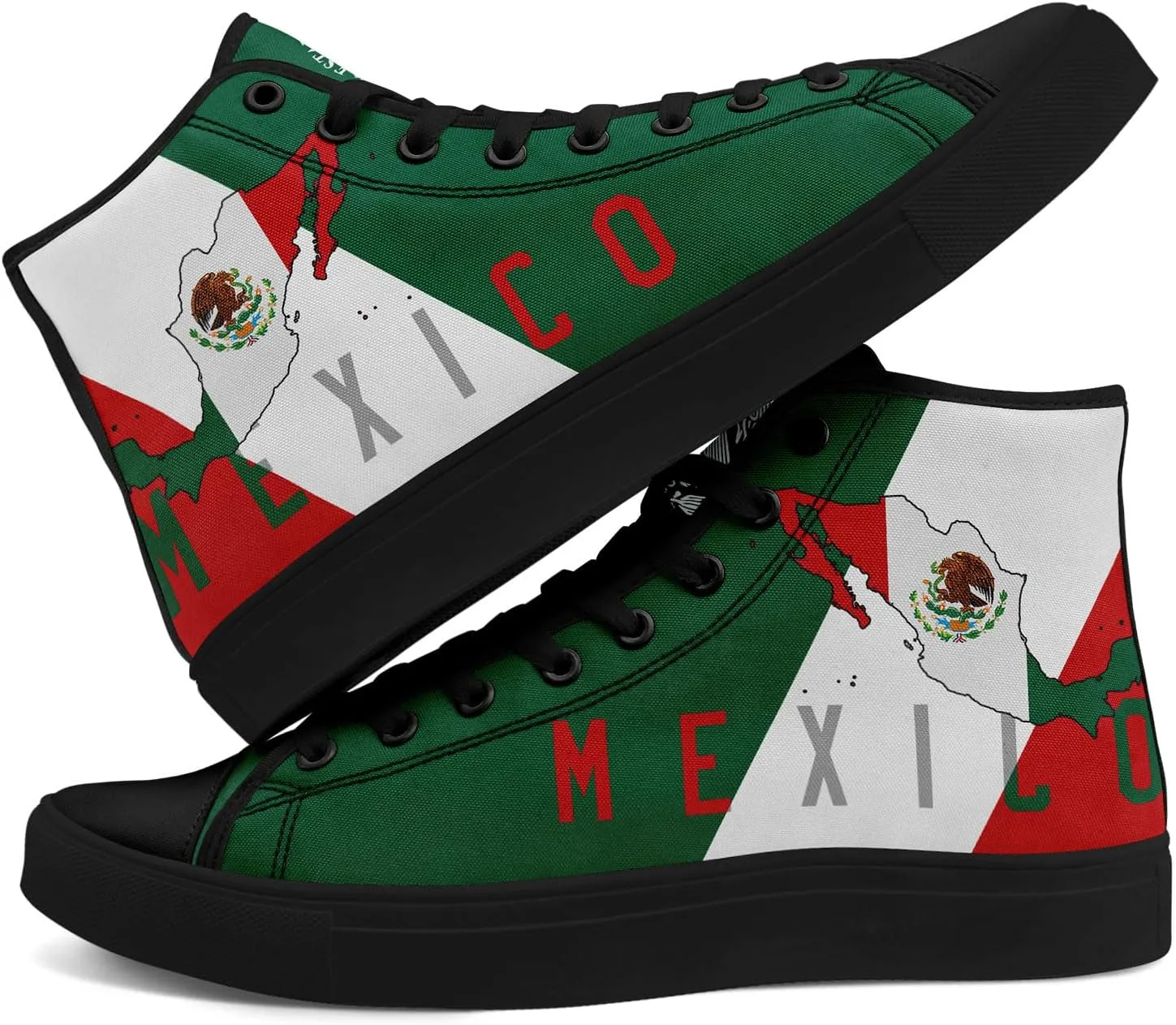 Mexico Flag High-Top Canvas Shoes for Men Women Unisex Stylish Breathable Skull Sneakers Gift Fashion Flat Footwear