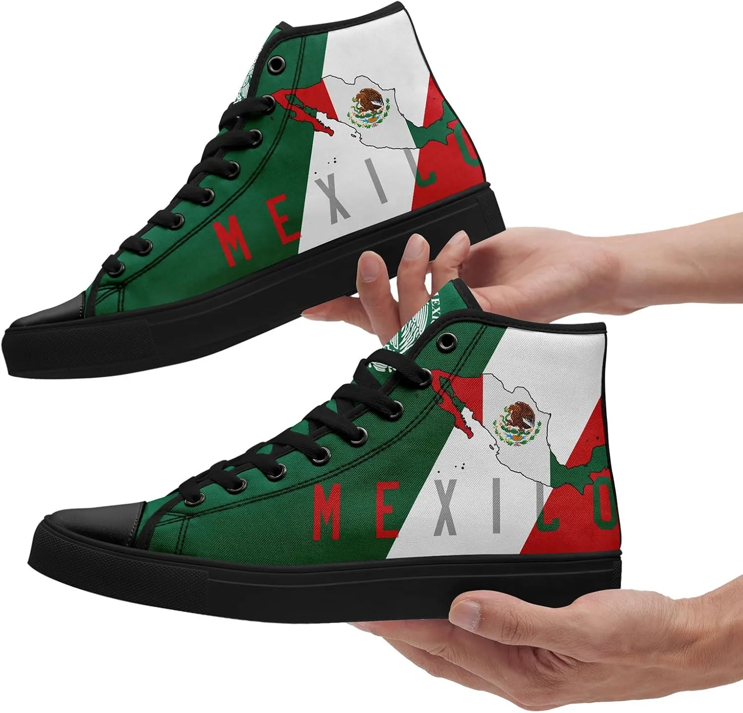 Mexico Flag High-Top Canvas Shoes for Men Women Unisex Stylish Breathable Skull Sneakers Gift Fashion Flat Footwear