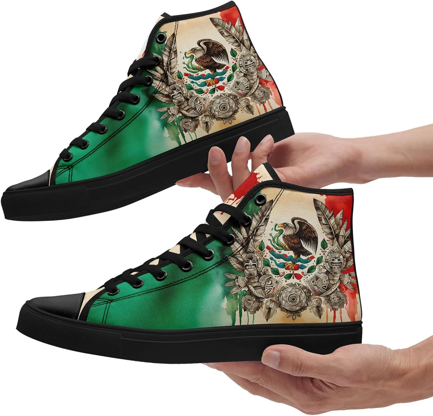 Mexico Flag High-Top Canvas Shoes for Men Women Unisex Stylish Breathable Skull Sneakers Gift Fashion Flat Footwear