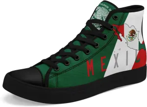 Mexico Flag High-Top Canvas Shoes for Men Women Unisex Stylish Breathable Skull Sneakers Gift Fashion Flat Footwear