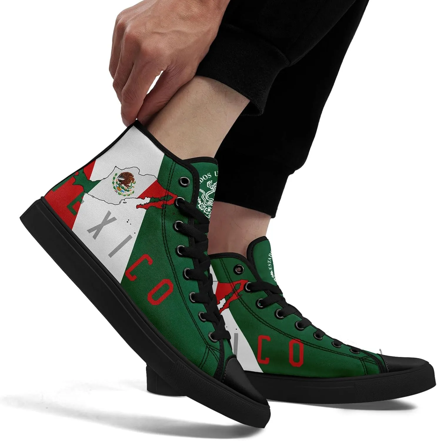 Mexico Flag High-Top Canvas Shoes for Men Women Unisex Stylish Breathable Skull Sneakers Gift Fashion Flat Footwear