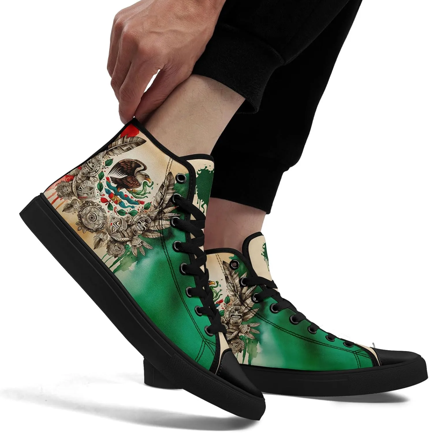 Mexico Flag High-Top Canvas Shoes for Men Women Unisex Stylish Breathable Skull Sneakers Gift Fashion Flat Footwear