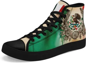 Mexico Flag High-Top Canvas Shoes for Men Women Unisex Stylish Breathable Skull Sneakers Gift Fashion Flat Footwear