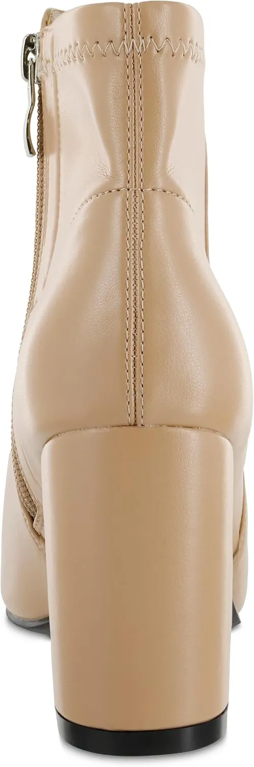 MIA Shoes Carla Womens Vegan Leather Ankle Boots with Heel