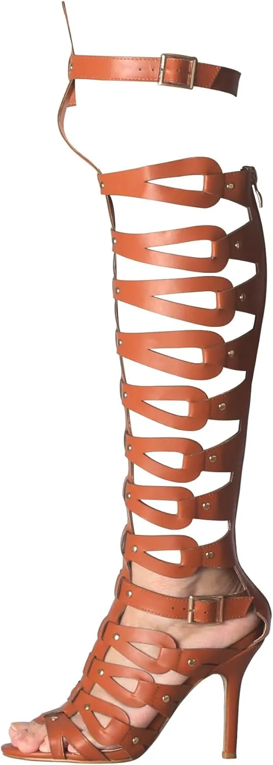 Minishion Gladiator Sandals for Women Tall Heels Stiletto Knee High Summer Boots Shoes