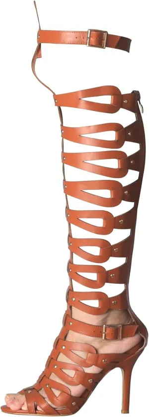 Minishion Gladiator Sandals for Women Tall Heels Stiletto Knee High Summer Boots Shoes