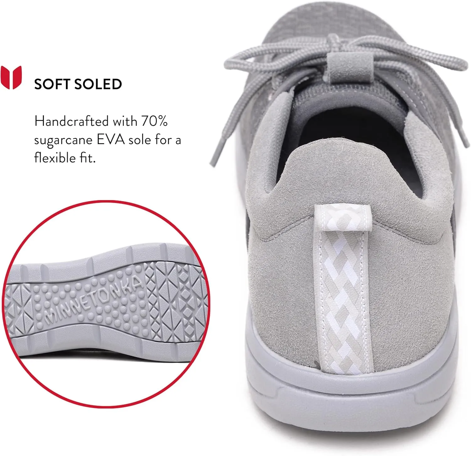 Minnetonka Men’s Eco Anew - Fashion Knit Sneakers Handcrafted with EcoPlush Recycled Insole, 100% Recycled Breathable Mesh Lining and Laces, 70% Sugarcane Sole, and Fabric Upper