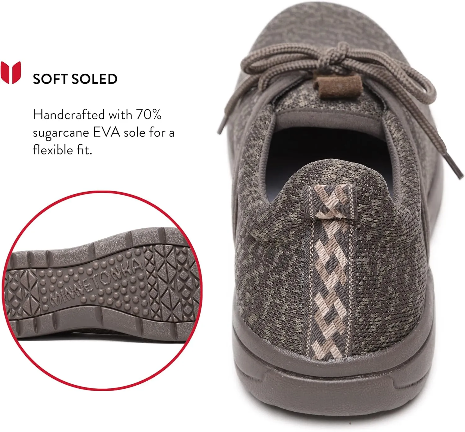 Minnetonka Men’s Eco Anew - Fashion Knit Sneakers Handcrafted with EcoPlush Recycled Insole, 100% Recycled Breathable Mesh Lining and Laces, 70% Sugarcane Sole, and Fabric Upper
