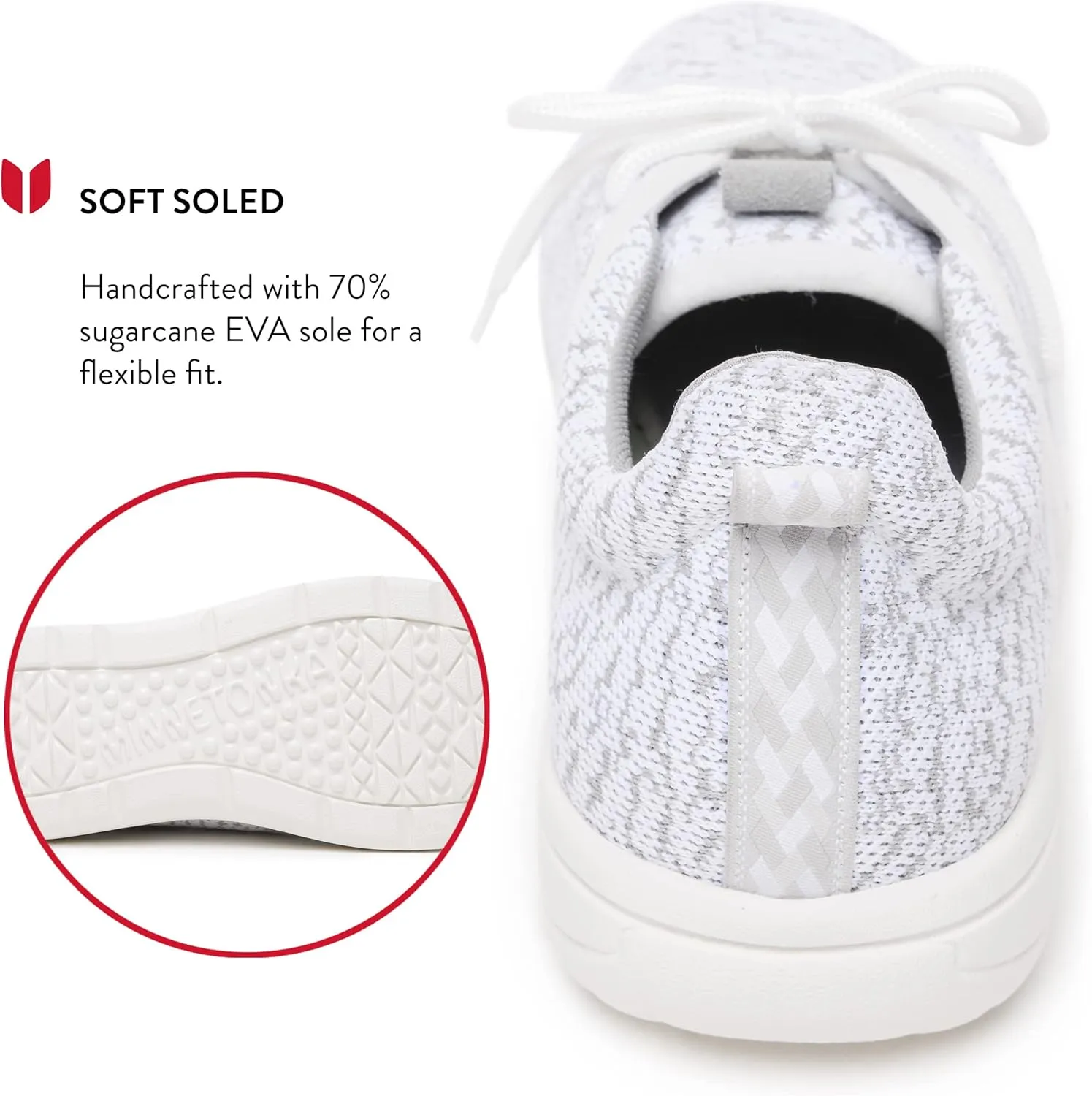 Minnetonka Men’s Eco Anew - Fashion Knit Sneakers Handcrafted with EcoPlush Recycled Insole, 100% Recycled Breathable Mesh Lining and Laces, 70% Sugarcane Sole, and Fabric Upper