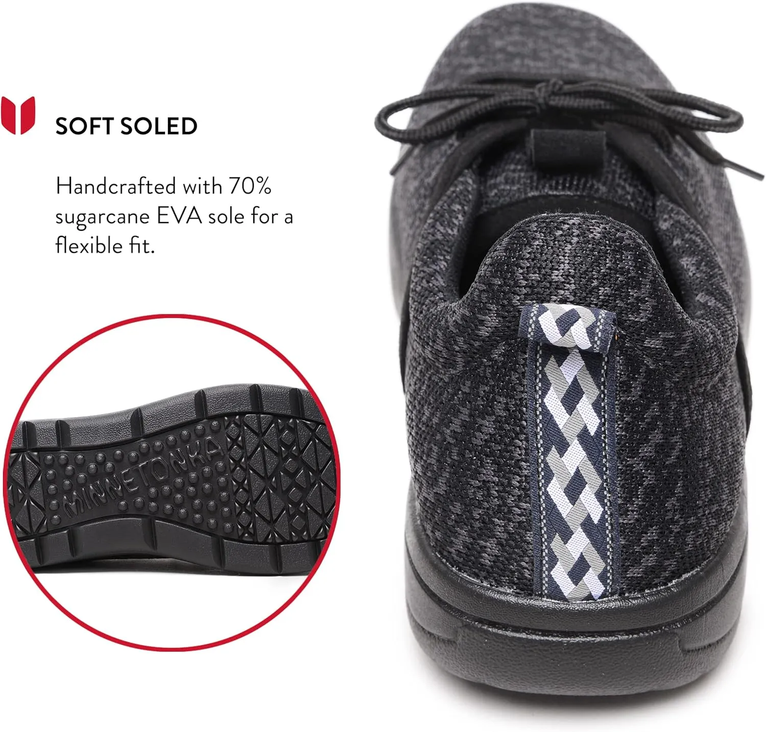 Minnetonka Men’s Eco Anew - Fashion Knit Sneakers Handcrafted with EcoPlush Recycled Insole, 100% Recycled Breathable Mesh Lining and Laces, 70% Sugarcane Sole, and Fabric Upper