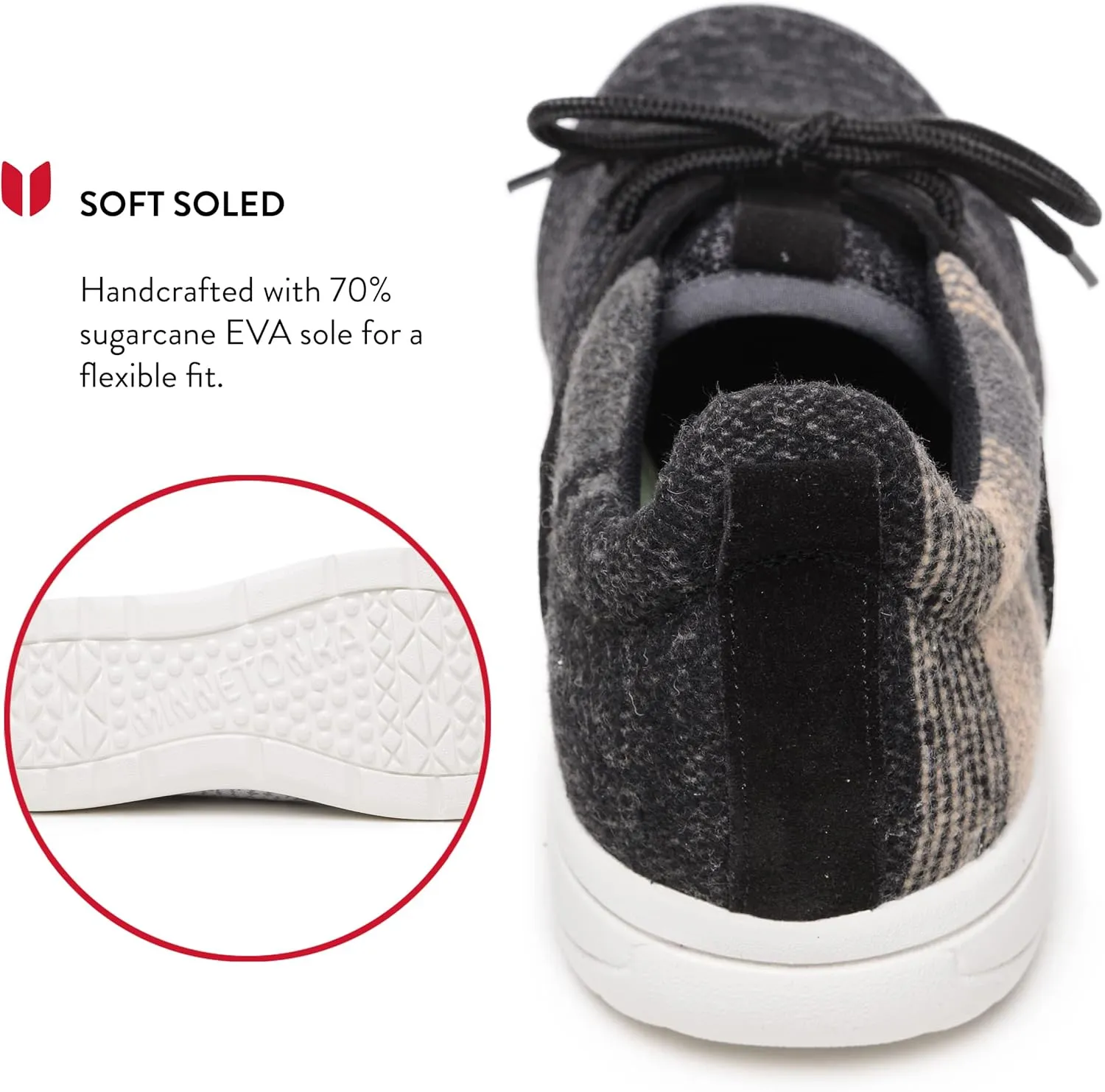 Minnetonka Men’s Eco Anew - Fashion Knit Sneakers Handcrafted with EcoPlush Recycled Insole, 100% Recycled Breathable Mesh Lining and Laces, 70% Sugarcane Sole, and Fabric Upper