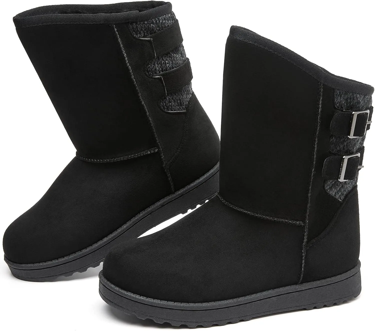 Moudki Womens Winter Boots Mid-calf Snow Boots Fashion Warm Boots for Women Cute Furry Slip On Boots