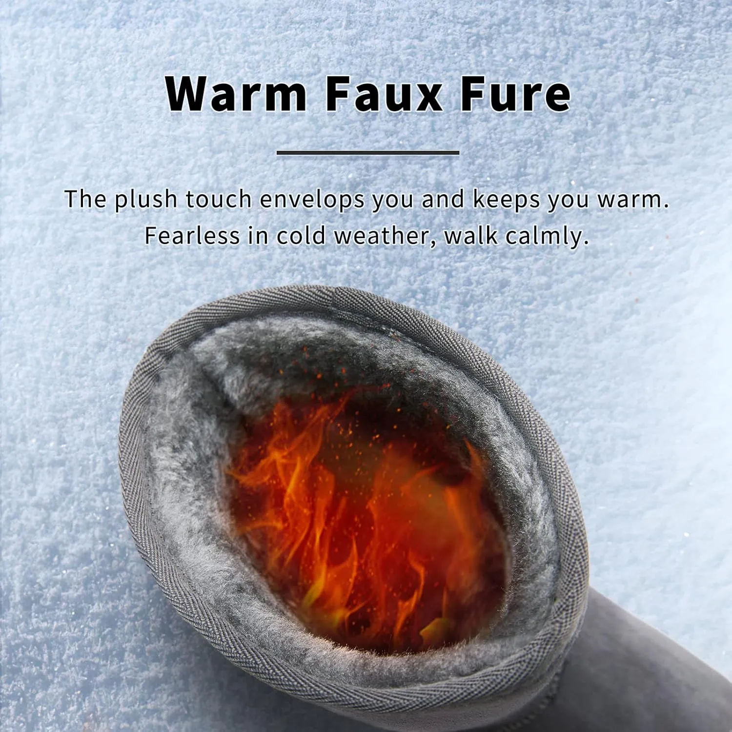 Moudki Womens Winter Boots Mid-calf Snow Boots Fashion Warm Boots for Women Cute Furry Slip On Boots