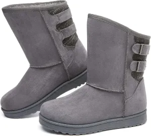 Moudki Womens Winter Boots Mid-calf Snow Boots Fashion Warm Boots for Women Cute Furry Slip On Boots