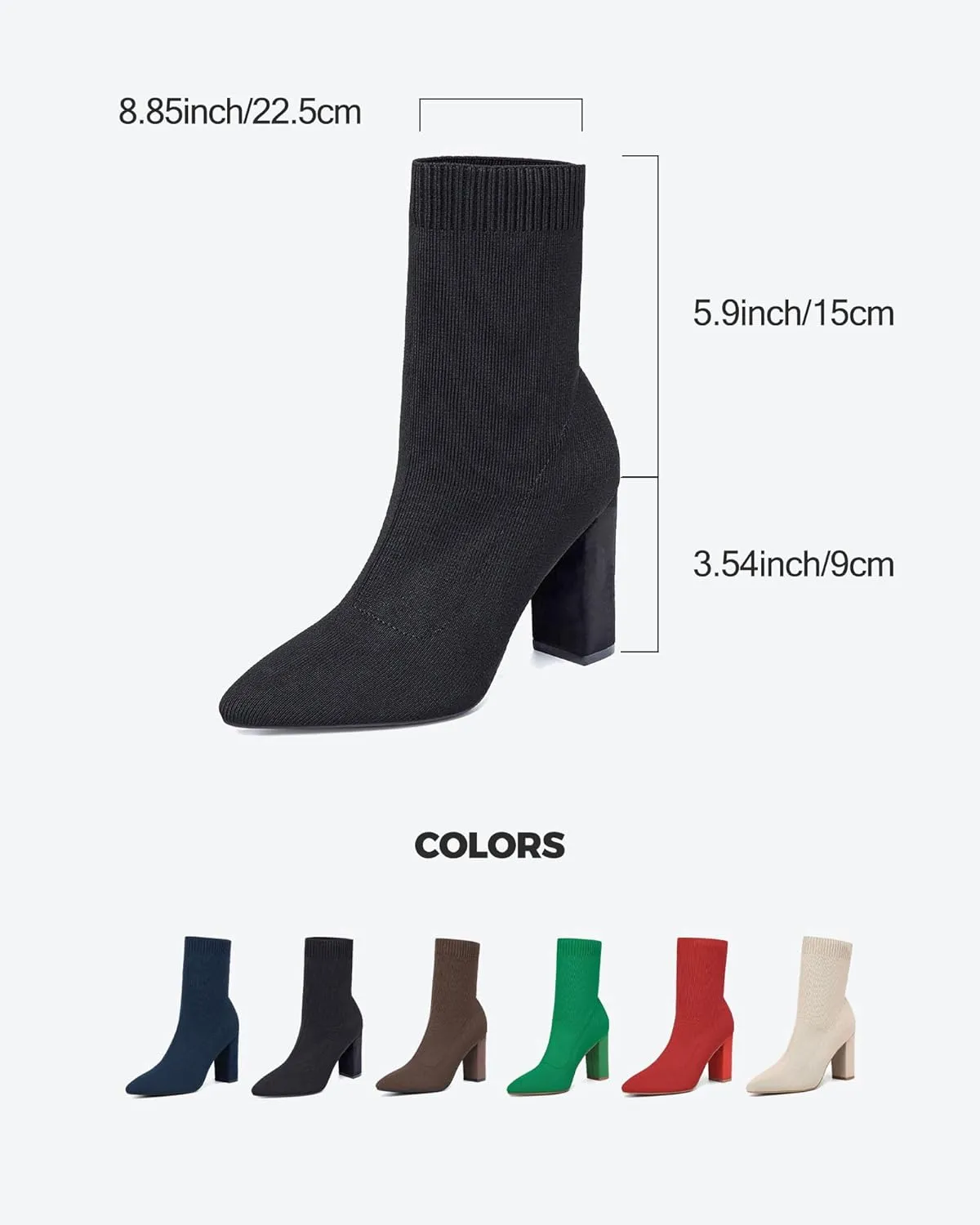 Mousse FIT Women’s Minimalist Pointed Toe Chunky Heeled Ankle Boots
