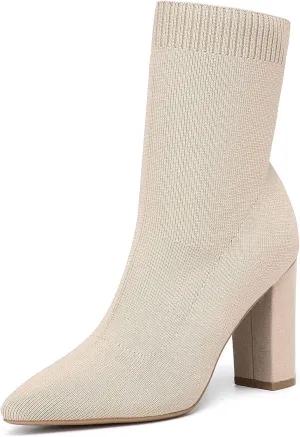 Mousse FIT Women’s Minimalist Pointed Toe Chunky Heeled Ankle Boots
