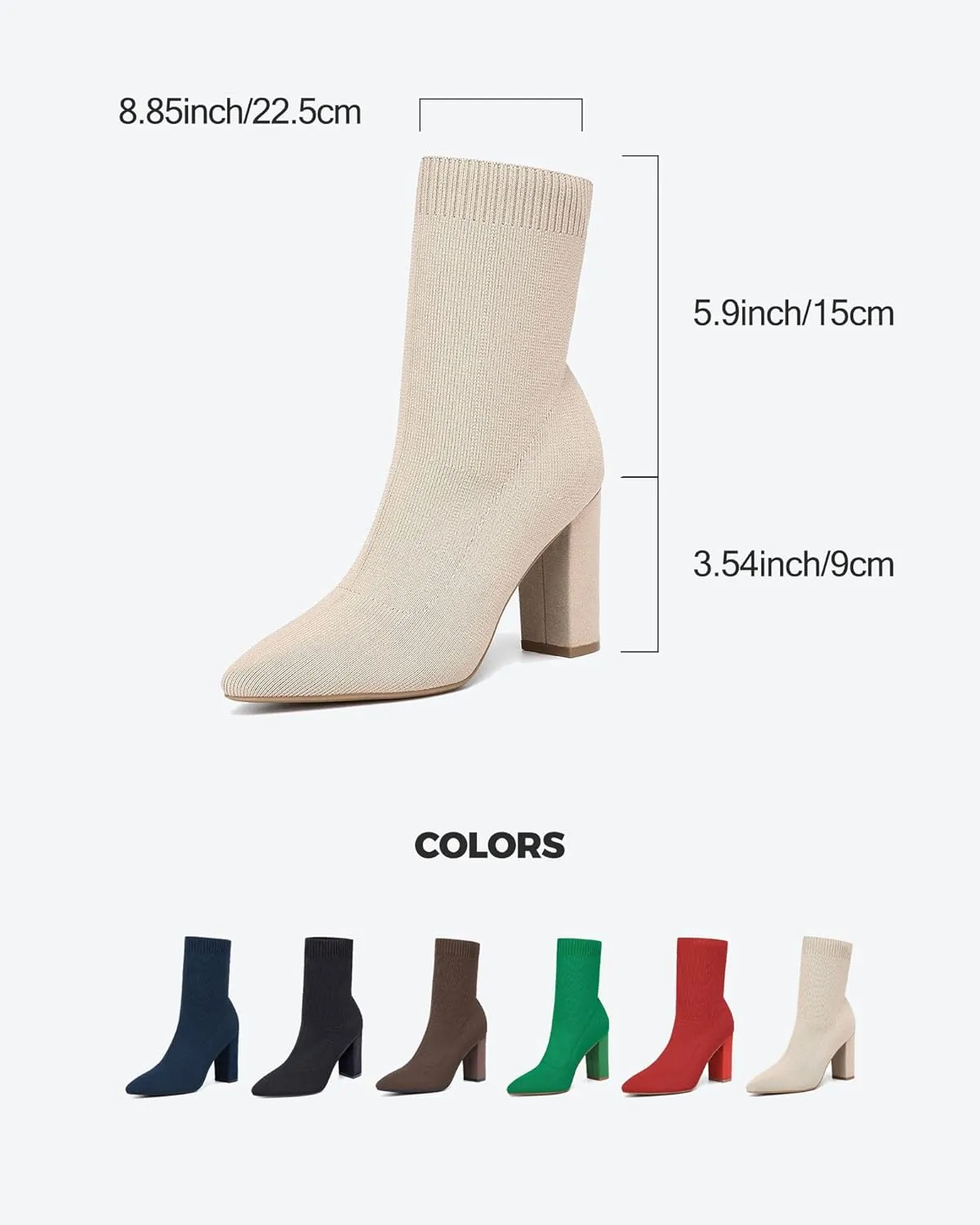 Mousse FIT Women’s Minimalist Pointed Toe Chunky Heeled Ankle Boots