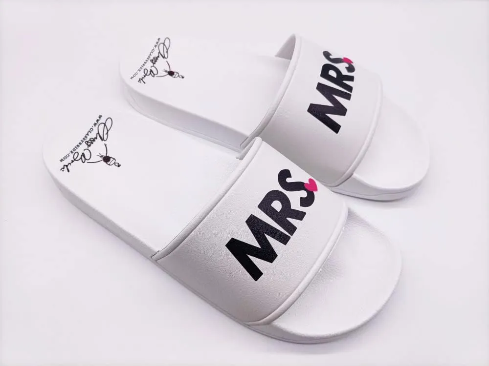 Mrs. Wedding Slides, Bride Sandals, Bride and Groom Slides