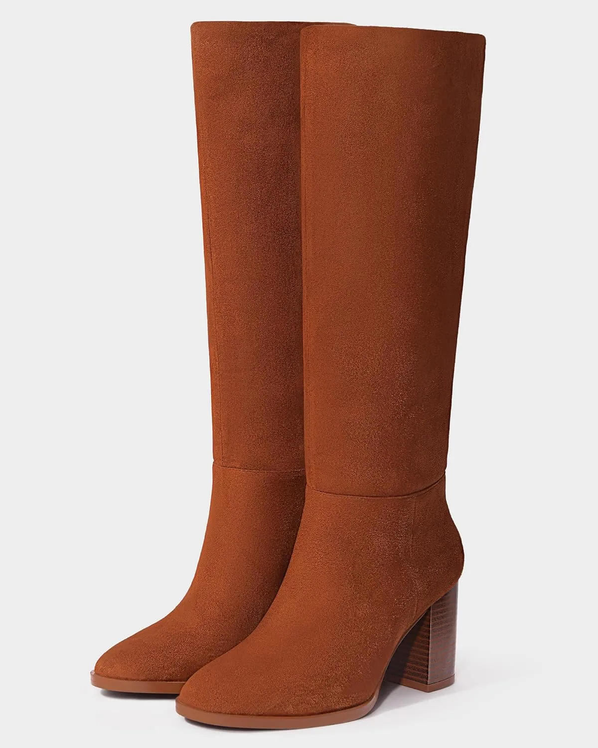 MUCCCUTE Boots for Women Knee High - Chunky Heel Round Toe Pull On Tall Boots Long Boot