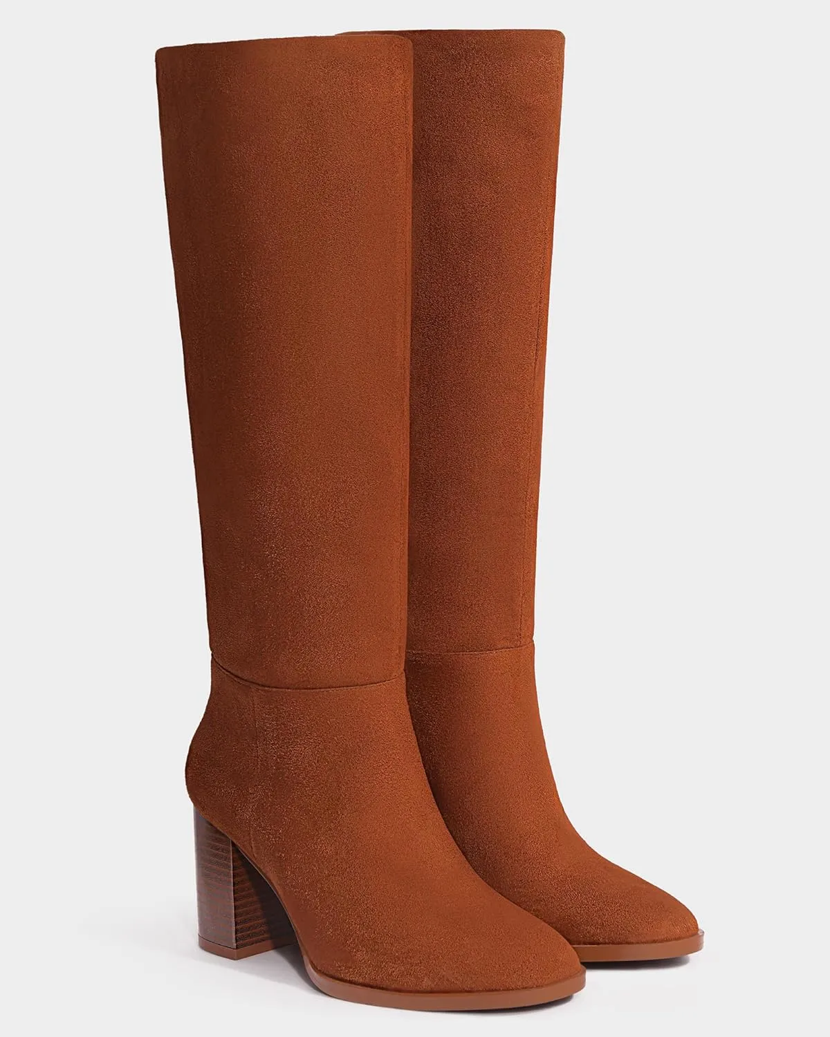 MUCCCUTE Boots for Women Knee High - Chunky Heel Round Toe Pull On Tall Boots Long Boot