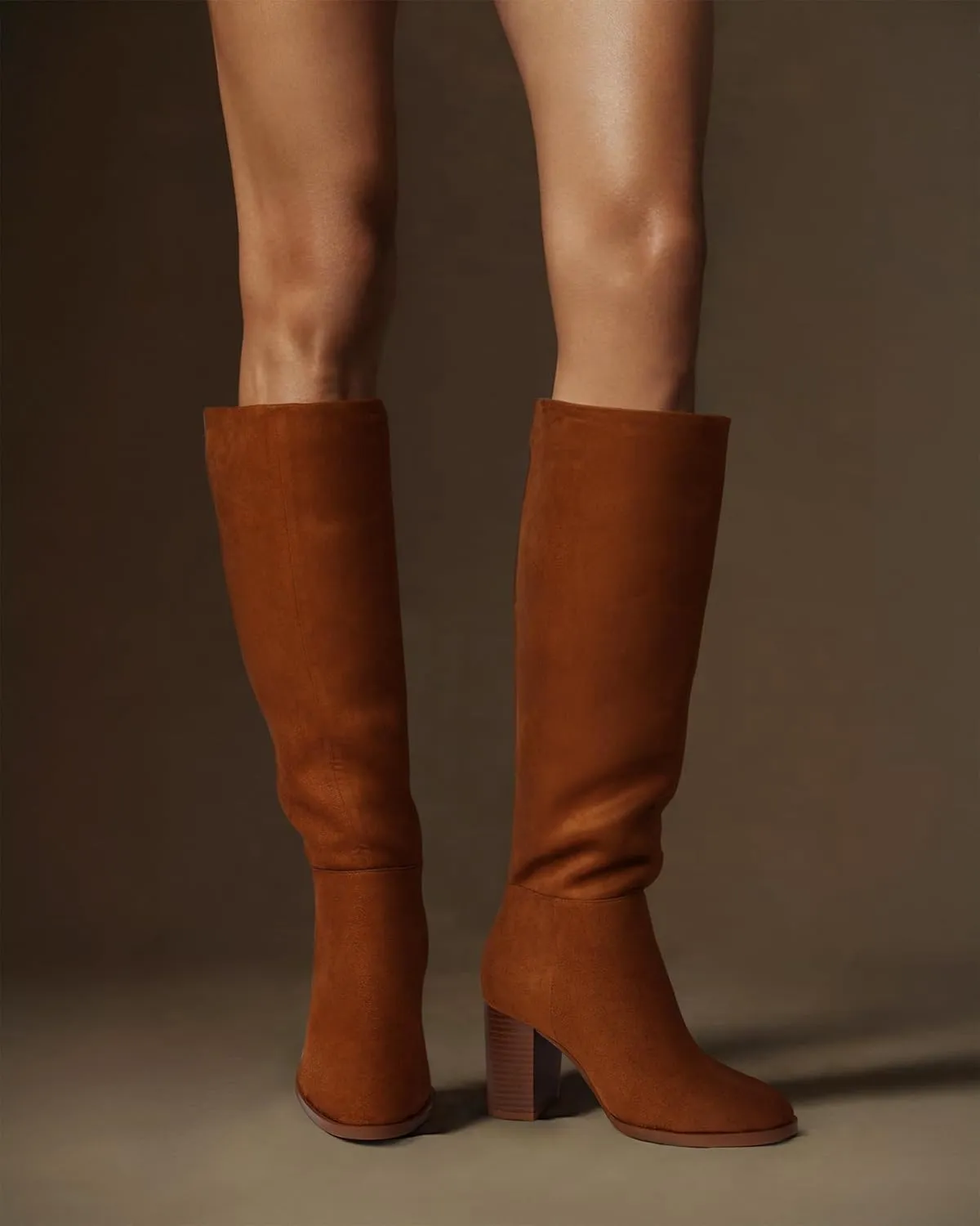 MUCCCUTE Boots for Women Knee High - Chunky Heel Round Toe Pull On Tall Boots Long Boot