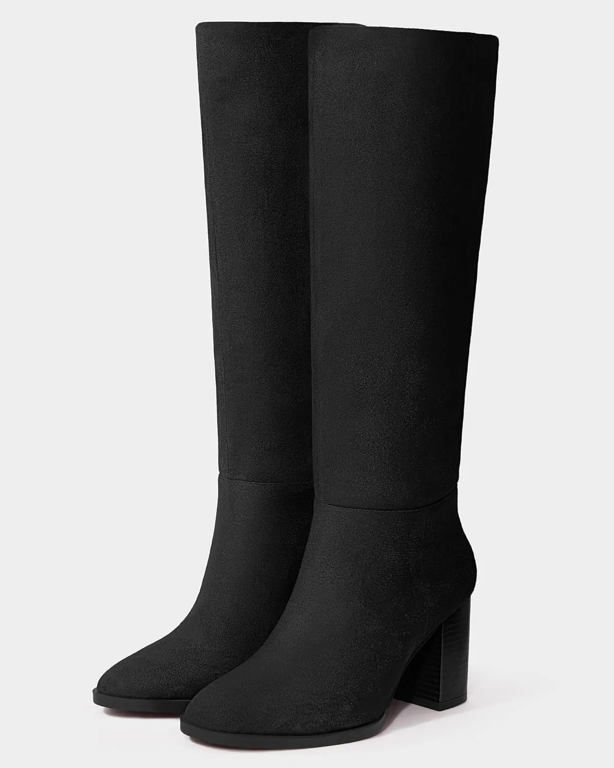 MUCCCUTE Boots for Women Knee High - Chunky Heel Round Toe Pull On Tall Boots Long Boot