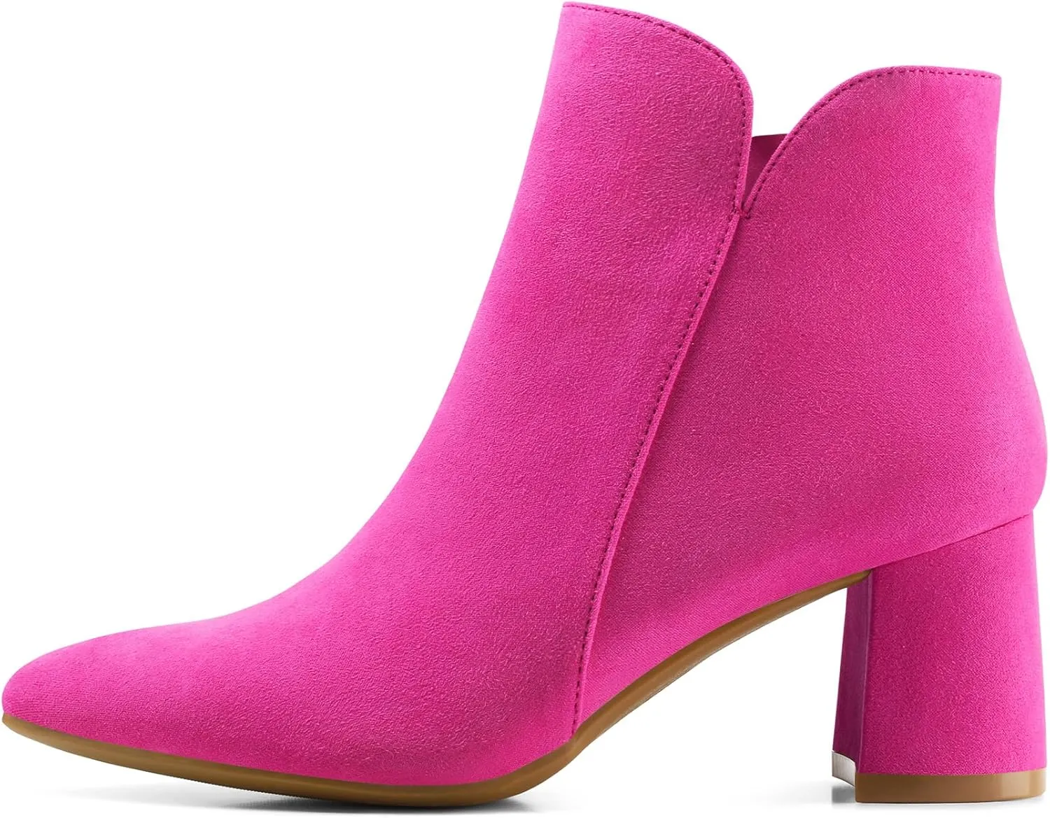 mysoft Women's Ankle Boots Chunky Block Low Heel Comfortable Pointed Toe Side V Cutout Dressy Office Booties with Zipper