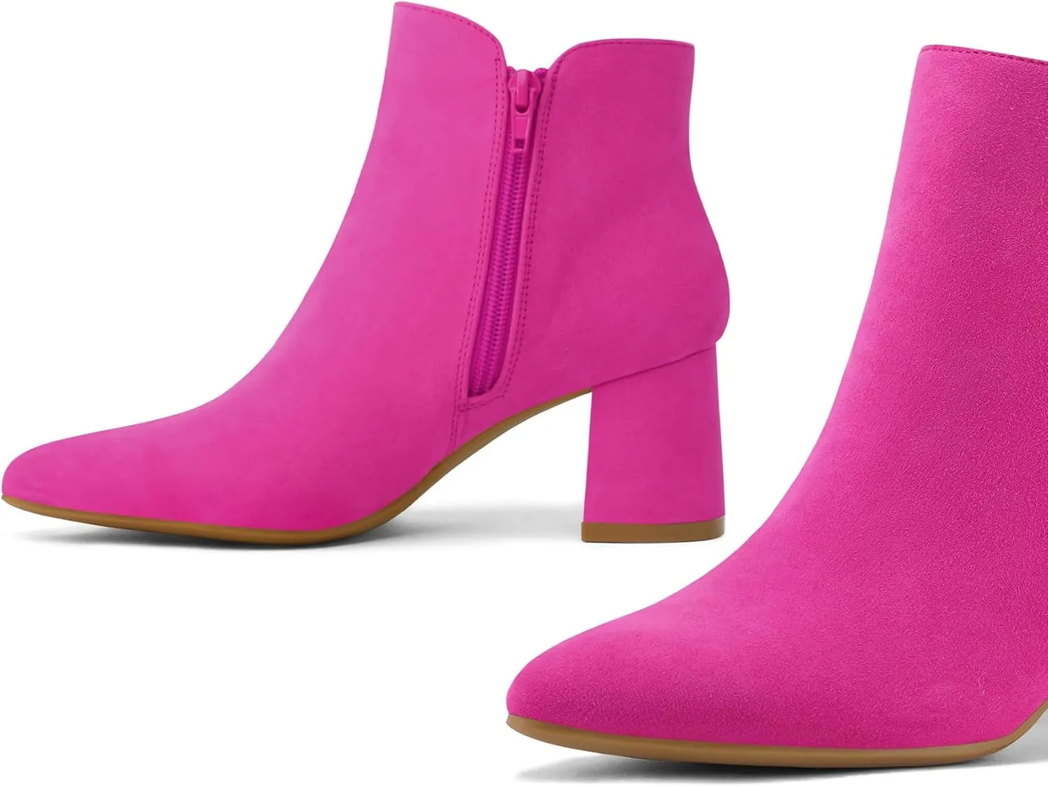 mysoft Women's Ankle Boots Chunky Block Low Heel Comfortable Pointed Toe Side V Cutout Dressy Office Booties with Zipper