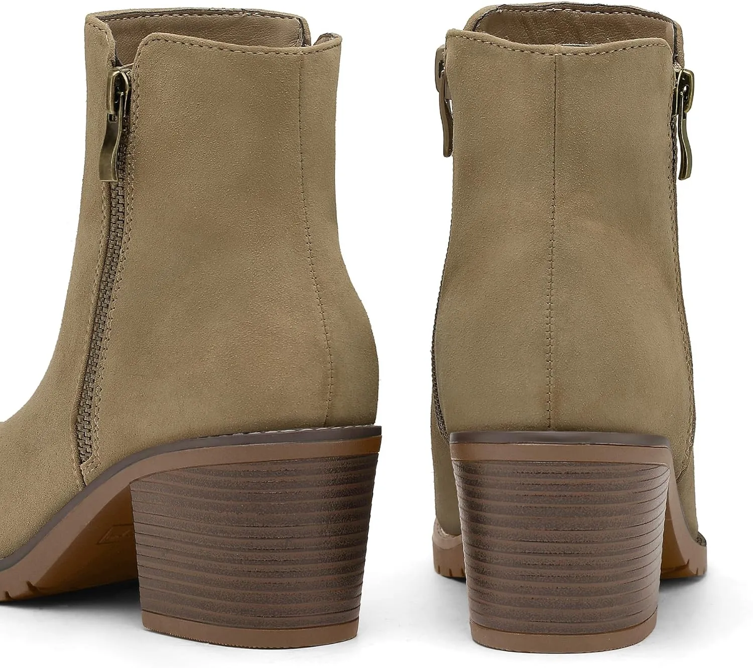 mysoft Women's Ankle Boots Low Chunky Stacked Heel Booties With Side Zipper
