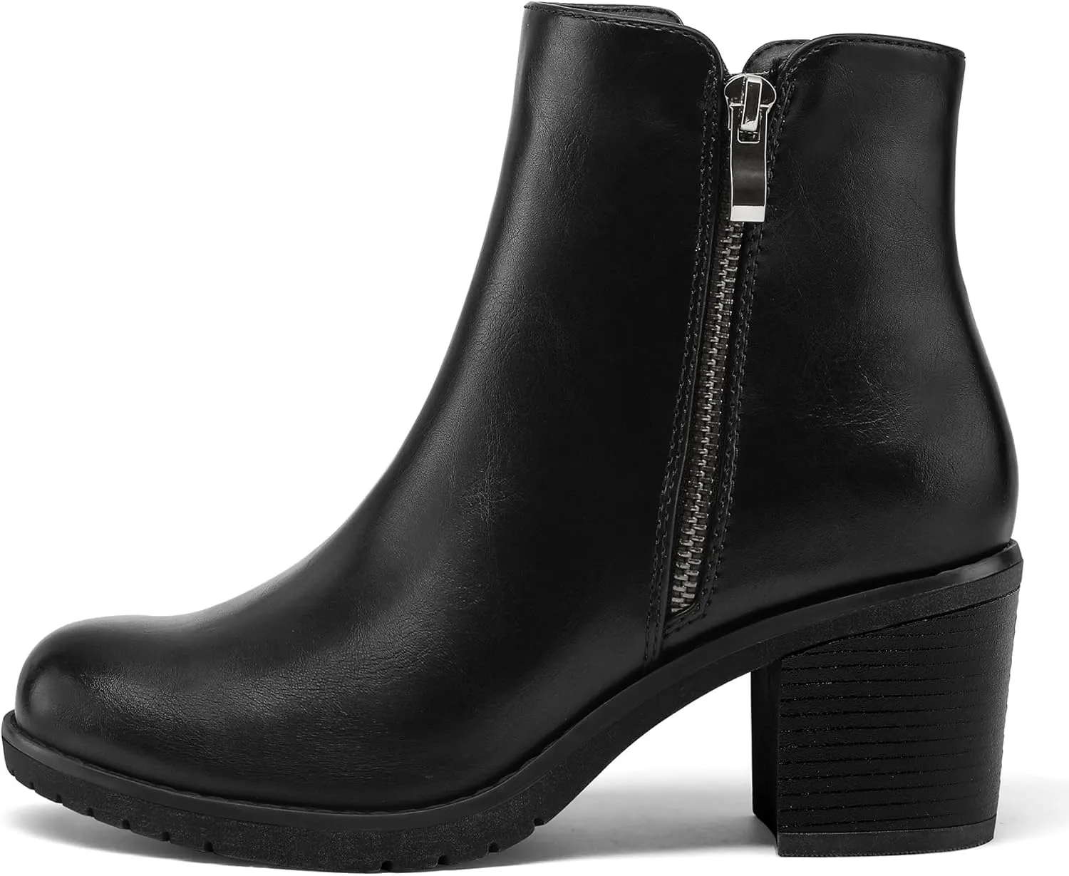 mysoft Women's Ankle Boots Low Chunky Stacked Heel Booties With Side Zipper
